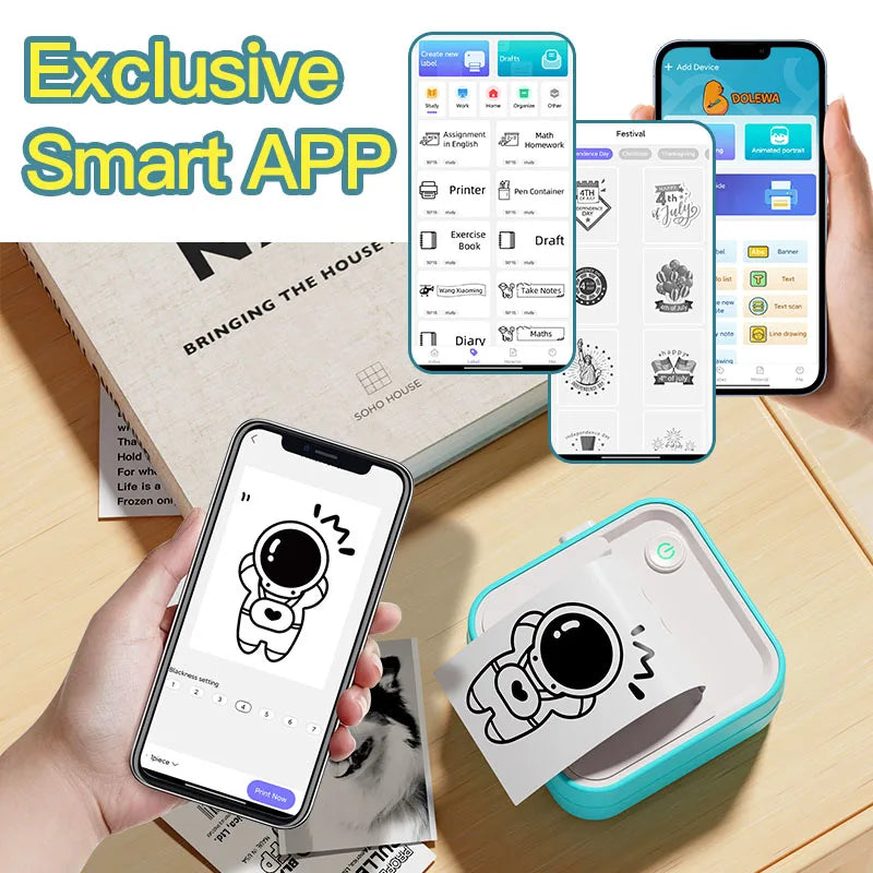 New D5 Label Printer Inkless Thermal Label Maker 12-57mm Paper Adjustable Sticker Pocket Mini Printer for photo | 2