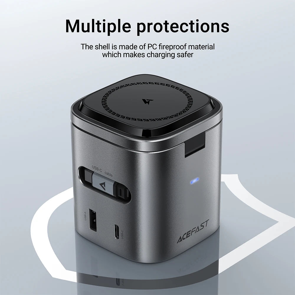 ACEFAST 6 in 1 Multifunction 15W Magnetic Wireless Charging Station For iPhone 16 15 GaN PD65W Charging Cube USB C Fast Charging | 3